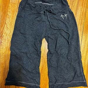 Athletic/ Yoga Fitness Charcoal grey Drawstring Pants/ wide leg and cropped S